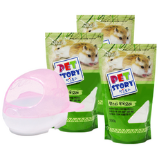 Aquaplus Pet Story 倉鼠沐浴用品 太空船 隨機出貨 小 + 沙子 500g x 3入 組, 1套