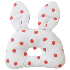 ggoom duboo 孩童兔子立體耳朵印花枕頭, 紅蘋果款