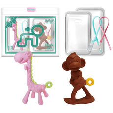 앙쥬치발기세트-기린(핑크)+원숭이(브라운)-집게색상램덤, 혼힙색상, 1세트