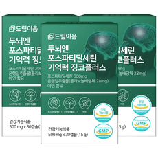 드림이음 두뇌엔 뇌영양제 포스파티딜세린 식약처 인증 기억력 징코 은행잎추출물, 3개, 30정