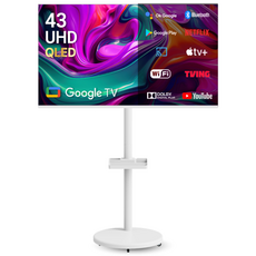 무빙큐빅스 화이트에디션 43인치 4K UHD QLED 삼탠바이미 퍼스트 셋트 이동식 스마트TV 삼텐바이미 중소바이미, 고객직접설치, 스탠드형, 109cm(43인치)