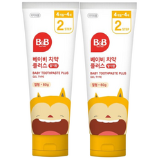 비앤비 베이비 무불소 치약 겔형 딸기맛 60g 2개