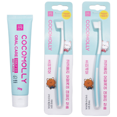 코코몰리 반려동물 락토페린 치약 70g + 초미세모 칫솔 2p 세트, 1세트