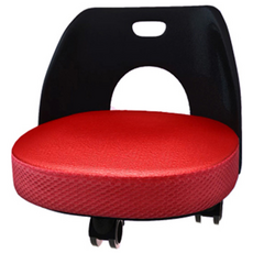 다용도 등받이 바퀴의자 붕붕이 좌식형, 1개, 레드블랙