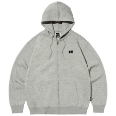 로켓그로스_H 로고 베이직 소프트 기모 후드 집업 멜란지 그레이