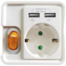 ezerO 이제로 1구 USB 멀티탭 충전 콘센트, 화이트/오렌지, 1개
