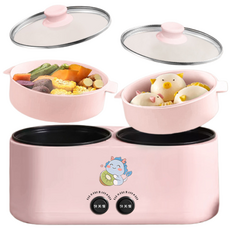 2025 신출시 다기능 듀얼 전기냄비 밥솥 샤브샤브 오뎅 반반냄비 멀티쿠커 어탭터포함, 핑크
