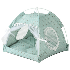 라피아노 펫하우스 사계절 강아지 고양이 텐트 방석포함, 1개, 민트