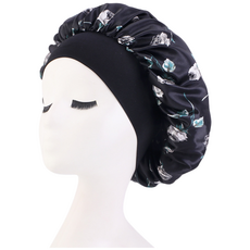 나비꽃 로즈 플라워 새틴 실크 수면 헤어 밴드 헤어캡 나이트캣 S874, 1개, 로즈블랙
