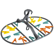 하스몰 편리한 가정용 여행용 다목적 옷걸이 행거 빨래집게, 1개, 블랙원형20p