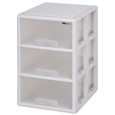 모아시스템즈 클래식 3단 서랍장, 마블 화이트, 1개