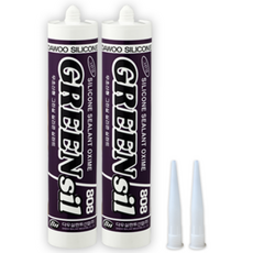 에스테크 다용도 냄새 적은 실리콘 그린씰 (노즐 포함) 흑색, 2개