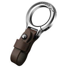 1+1 헬스와미 고급 가죽 차량용 키링 홀더 심플 차키링 열쇠고리, 딥브라운, 1세트