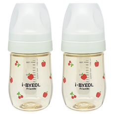 iBYEOL Friends 韓國製造 嬰兒蘋果櫻桃 PPSU 奶瓶 180ml 雙入組, 不含奶嘴, 薄荷色, 1個