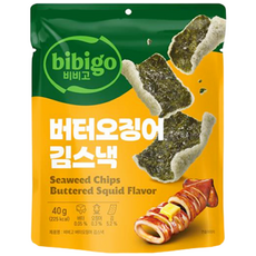CJ 비비고 버터오징어 김스낵, 18개, 40g