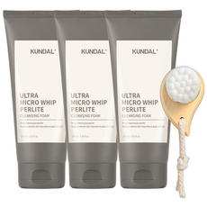 KUNDAL 昆黛爾 Ultra Micro Whip 珍珠岩潔面乳 175ml x 3入 + 毛孔刷具組 2款, 1套
