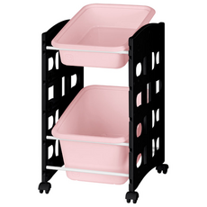 리빙스마일 스마일이동식 블랙 프레임 바구니 정리함 C 혼합형 2p, 러브핑크, 2개