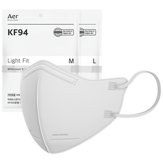 아에르 스탠다드 라이트핏 보건용 마스크 대형 KF94, 1개입, 50개, 밀레니엄 화이트