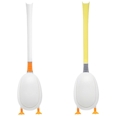 작은 오리 욕실 청소 브러시 화장실 변기 브러시 틈새 공간 다용도 벽식 변기 청소 실리콘 브러시, 2세트, 흰색 + 노란색