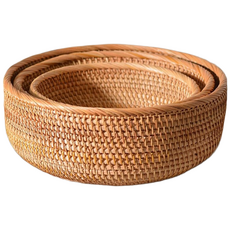 설아네 꿀살림 라탄 바구니 원형 과일바구니 바스켓, 1개, 소형