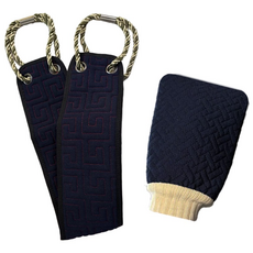 코이코이 등 때타올 때장갑 때밀이 세트, 네이비, 1세트, 2개입