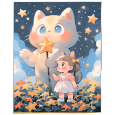 코지하루 DIY 명화그리기 유화 그림 그리기 아크릴화, 고양이와 딸A 30x40 (A879), 1개