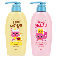 베비언스 핑크퐁 키즈전용 헤어세트(샴푸1+컨디셔너1), 1세트, 380ml