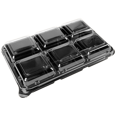 6칸 반찬용기 100세트 다용도 소스 떡 마카롱 모찌 포장배달 6찬용기, 100세트(용기+뚜껑), 1개