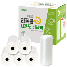 스마일백 다용도 비닐봉투 손잡이형 180매 (30매 X 6) 리필팩, 6개입