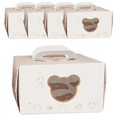 곰돌이 케이크 상자 포장 용기 받침 포함, 5개, 3호 26x26x15.5