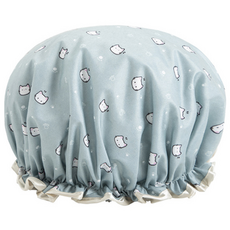 샤워 헤어캡 세안 방수 밴드형 사우나 샤워모자, 1개, 고양이그린