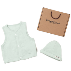 도담도담 오가닉 코튼 민트그린 모자 큐티 조끼 출산선물(민트 0-12개월), 1개, 민트
