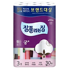 잘풀리는집 궁 3겹 30M 두루마리화장지 휴지, 30개입, 1개