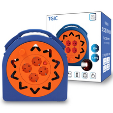 TGIC 튼튼한 LED램프 4구 과부하차단 3000W고용량 릴선 연장선 리드선 코드릴 전선릴 전기릴선 캠핑릴선 캠핑멀티탭, 30m, 1개