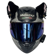 Salimm 귀여운 고양이귀 오토바이 바이크 스쿠터 헬멧 DIY 장식, 블랙