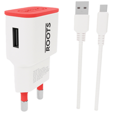 루츠 국내생산 USB 1포트 저전압 DC 5V 2A 저전력 저속충전 어댑터 홈캠 충전기 + C타입 1M 케이블 포함, 화이트, 1개