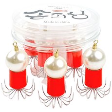 손피싱 연질바늘 12발 쭈꾸미볼 애자 40g 50g 60g 70g 진주 그린야광 골드 쭈꾸미 문어 갑오징어 채비 낚시, 6개