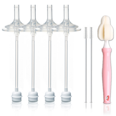 hibee 哺乳奶嘴 4入 第2階段+吸管 4入+清潔刷 2入+奶嘴刷, 1組