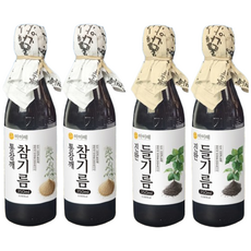 마미레 참기름 350ml 2병 + 들기름 350ml 2병, 4개