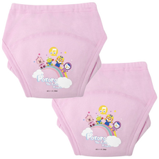 화영탈렌트 뽀로로 유아 샘방지 순면 배변 훈련 팬티 2P, 2개, 핑크