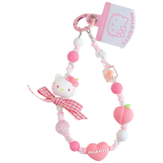 산리오 캐릭터 비즈 스트랩 키링 열쇠 에어팟 가방 고리, 키티, 1개