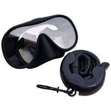 [안전 강화유리]대디웨어 스노쿨링마스크 접이식 폴더블 휴대용 물놀이세트 성인 유아 어린이 초등, 매트블랙