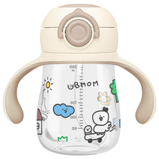 UBMOM Tritan一鍵式吸管杯, 1個, 260ml, 巧克力棕