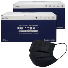 국산 일회용 덴탈마스크, 100매, 1개, 중형 블랙