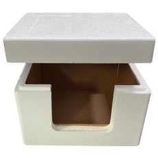 캣앤피플 소형 스티로폼박스 에어커튼 길고양이 겨울집 하우스, 소형스티로폼박스+에어커튼세트, 1개