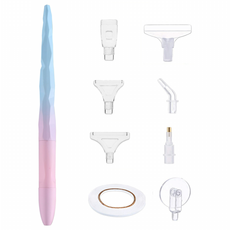 뉴타임즈 DIY 다기능 다이아몬드 드로잉 포인트 드릴 펜 큐빅 십자수 펜 주얼리 다이아 자수 보조 도구, 1개, 핑크 블루 서리로 덥은 펜 WCDZ-00128J