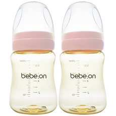 베베온 PPSU 200ml 노꼭지 젖병 2개더블하트호환, 핑크, 2개