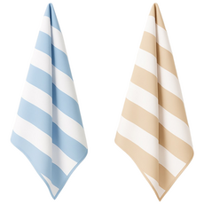 카르닉 스트라이프 건식 스포츠타올 드라이 타월, 1세트, 스카이블루+크림베이지