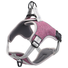 반려견 H형 앞섬방지 빛반사 하네스, 핑크, 1개