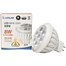 룩스램 LED 할로겐 MR16 220V 10.5W 안정기 내장형 GU5.3 매입등 다운라이트, 주광색, 1개